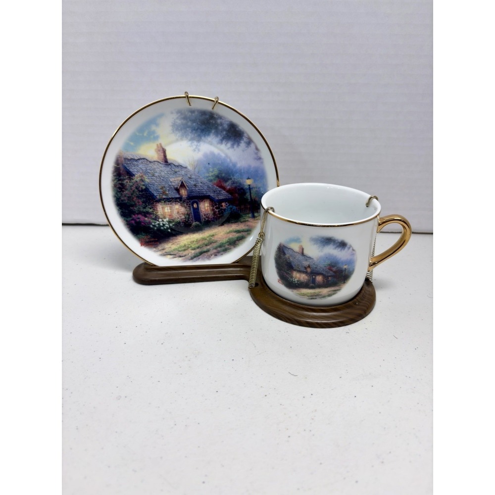 Thomas Kincade Cup & Saucer Set "Moonlight Cottage"